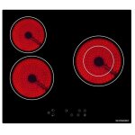 Plaque vitrocramique schneider stv603 - 3 foyers - 5200 watts - touches sensitives - minuterie