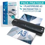 Plastifieuse a3 a4 a5 a6 a7 pro rapide à chaud à froid jusqu?à 2x150 microns pack avec 100 pochettes ... Plastifieuse a3 a4 a5 a6 a7 pro rapide à chaud à froid jusqu?à 2x150 microns pack avec 100 pochettes ...