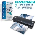 Plastifieuse a4 a5 a6 a7 pro rapide  chaud et  froid jusqu? 2 x125 microns pack avec 100 pochettes ...