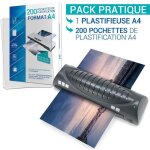 Plastifieuse a4 - waytex - modle avec 200 pochettes - vitesse 30 cm / min - chauffe rapide - compacte ...