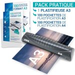 Plastifieuse pro a3 a4 a5 a6 a7 jusqu? 2x125 microns plastification rapide avec 100 pochettes a4 + 100 ...