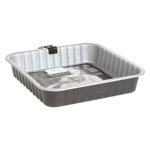 Plat � four carr� en m�tal signature 24cm gris