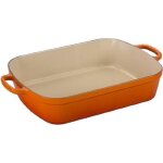 Plat  gratin - le creuset - rectangulaire - cramique - orange - compatible lave - vaisselle et four ...