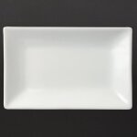 Plat rectangulaire de service en porcelaine blanche 200 x 130 mm olympia - lot de 6