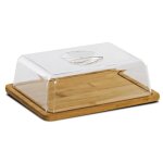 Plateau  fromage avec cloche cloche  fromage en bambou - longueur 24 x profondeur 18. 5 x hauteur 6. ...