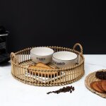 Plateau - home deco factory - tress� - bambou - marron - h13. 6 x l42 x p40 cm