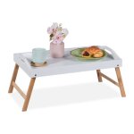 Relaxdays plateau de petit - djeuner au lit bambou et mdf hxlxp: 24x555x30 cm bord lev rectangulaire ...