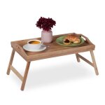 Relaxdays plateau de lit en bambou et mdf hxlxp: 25x60x30 cm bord lev pour petit - djeuner rectangulaire ...