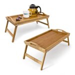 Plateau de lit lot 2 en bambou et mdf pour petit - djeuner h x l x p : env. 215 x 47 x 27 cm nature