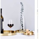 Plateau rond de rangement d�coratif plat de service en inox pour les petits objets - en or