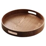 Plateau de service en bambou en bois rond pour plateaux - repas plateau de rangement pour poignée de ... Plateau de service en bambou en bois rond pour plateaux - repas plateau de rangement pour poignée de ...