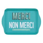 Plateau de service imprim� merci 21cm bleu