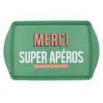 Plateau de service imprim� merci 37cm vert