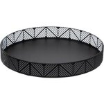 Plateau de service en mtal frise 30cm noir