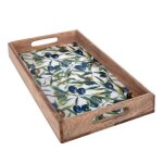 Plateau de service rectangulaire olives avec poignes bois 38 x 23 cm 25182rgsg