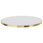 Plateau de table rond blanc avec cerclage dor� 60 cm - oviala