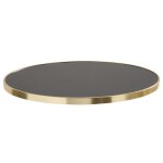Plateau de table rond noir avec cerclage dor 60 cm - oviala