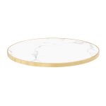 Plateau de table contreplaqu� rev�tement stratifi� marbre blanc / dor� - oviala