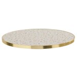 Plateau de table rond terrazzo avec cerclage dor� 60 cm - oviala