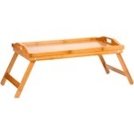 Plateau tv & petit djeuner - bambou - beige - dimensions 50x30 cm - pieds repliables - rectangulaire ...
