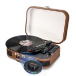 Platine vinyle disques 334578 trs multifonction bluetooth rtro td14 encoding port usb cuir marron jeu ...