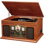 Platine vinyle victrola classic 6 en 1 stro - acajou - radio cassette lecteur cd - garantie 2 ans