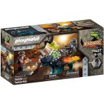 Playmobil - 70627 - dino rise - triceratops et soldats - dinosaure avec projectiles et canon  filet ...