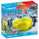 Playmobil 71465 pompiers avec coussin de sauvetage - action heroes - les pompiers - ds 4 ans