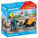Playmobil 71752 ouvrier marteau - piqueur et signalisation action heroes la construction 14 pi�ces d�s ...