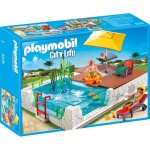 Playmobil city life - piscine avec terrasse - 5575 - blanc bleu et marron