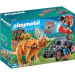 Playmobil dinos - bandit avec tric�ratops - 59 pi�ces - the explorers - projette un filet