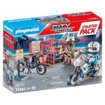 Playmobil starter pack police - city action - 71381 - avec 2 personnages 2 motos et des accessoires - ...