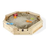Bac � sable treasure beach en bois fsc - plum - avec 4 bancs - gar�on et fille - a partir de 18 mois