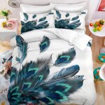 Plumes �l�gants parure de lit 3 pieces 1 housse de couette 140 * 200cm et 2 taies doreillers 63 * 63cm ...