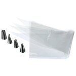 Poche  douille jetable - paris prix - 20 cm - transparent - 4 embouts inclus - pratique pour ptisserie ...