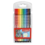 Feutres de dessin - stabilo - pen 68 - pochette de 10 - pointe ogive moyenne 1 mm - couleurs classiques ...