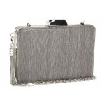 Pochette c�r�monie - nyls cr�ation - minaudiere grise foncee sac de soiree argent pochette mariage nojya ...