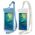 Pochette tanche smartphone outuotwq ipx8 pour iphone samsung huawei - lot de 2 bleu et blanc