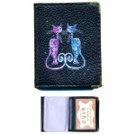Pochette etui porte cartes bancaire credit fidlit noir - pour 24 cartes chat