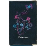 Pochette etui protection porte carte grise - papiers voiture - permis de conduire en cuir noir floral ...
