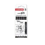 Feutres techniques - posca - uni pin - pointe calibre 01  07 mm - noir - 5 pcs