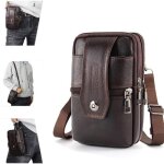 Pochette téléphone portable - leoclotho - homme - cuir véritable - bandoulière réglable - marron Pochette téléphone portable - leoclotho - homme - cuir véritable - bandoulière réglable - marron