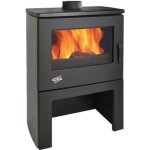Po�le � bois chinon 85kw acier �maill� gris argente godin - 362113grisarg
