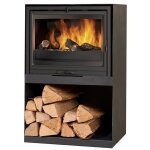 Po�le � bois panoramique - godin - 411104kanth - 10 kw - 240 m3 - noir