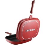 Poêle à frire grill double face antiadhésive home grill flip pan poêle à crêpes 32 cm - rouge Poêle à frire grill double face antiadhésive home grill flip pan poêle à crêpes 32 cm - rouge