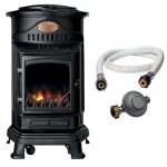 Pole  gaz 34kw noir fonte vritable effet feu + tuyau gaz + dtendeur butane provence universal
