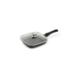 Po�le grill premium 24 x 24 cm fonte daluminium manche amovible avec couvercle en verre - pradel
