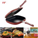 Pole grill double face antiadhsive  fond plat - surenhap - 28cm - rouge - poigne magntique