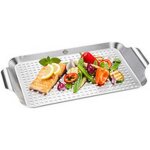 Po�le � griller - bbq style - inox - cuisson saine - 43x25 cm - gris