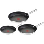 Po�les - tefal - duetto - acier inoxydable - 20 / 24 / 28 cm - rev�tement antiadh�sif